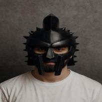 Maximus Spiked Gladiator Helmet Black Warrior Armour Mask Handcrafted Medieval Roman Battle Helm LARP, Cosplay Display Piece