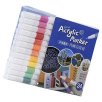 Acrylic Paint Markers Set 24 Vibrant Colors for Rock, Glass, Wood and Stone Art Crafts