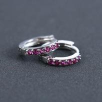 Huggie Hoop Earring Nose Ring Zircon Ear Stud CZ Ear Piercing Colorful CZ Earrings Cubic Zirconia Red Silver