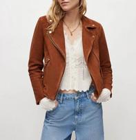 Women Brown Biker Original Soft Suede Leather Jacket Handmade Stylish New Casual XS ruda