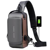 USB Charging Sport Sling Bag Male Anti-theft Chest Bag with Password Lock