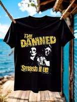 Punk Rock Graphic T-shirt - Bold 'Smash It Up Damned' Yellow Lettering XXL