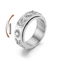 Spinning Anxiety Relaxing Ring With Star And Moon For Women Stainless Steel Rotate Freely Fidget Spinner Rings Bohemia Jewelry 6