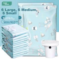 DR.STORAGE Vacuum Storage Bags with Electric Air Pump for Vacuuming Quilts, Down Comforters, And Clothes Storage Bags, 19-Piece Set