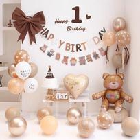 Shiluode Forest-Themed Balloon Children's First Birthday Decoration Set for Boys And Girls, Birthday Party Scene Decorations with Bow Kit