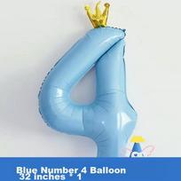 Birthday Scene Decoration, Boy's Number Birthday Balloon Props, Atmosphere Setup, Children's Party Decorations, Blue, 4