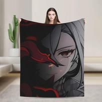 Anime game Genshin Impact Flannel Blanket Soft Warm Throw Blanket for Living Room Camping Aesthetic Bedspread Sofa Bed Cover Size: 75*100cm, Weight: 230 GSM
