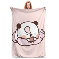 Bubu Dudu Going To Sleep Panda and Bear Blankets Breathable Fleece Sofa Throw Blanket for Bedroom Travel Throws Bedspread Quilt Size: 75*100cm, Weight: 230 GSM