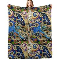 The Changing Seasons of Klimt Throw Blanket Cozy Light Blanket for Travel Camping Picnic Size: 75*100cm, Weight: 230 GSM
