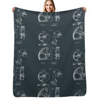 Cameraman Film Reel Patent Drawings 1915 Throw Blanket Warm Cozy Throw Blanket for Living Room Couch Size: 75*100cm, Weight: 230 GSM