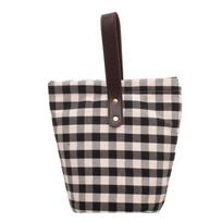 Lattice Canvas Handbag Wave Point Lunch Box Bag Casual Plaid Tote Bag  Shopping Bags Style 1