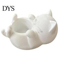 Student Desk Decorations 3D Fortune Cat Storage Box, Cute Money Jewelry Organizer Small Holder for Rings, Mini Planter Home Decor Figurine, balta