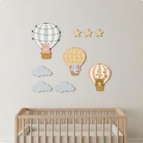 9 Pieces Wooden Balloon and Wall Airy Shape Decor Set Lightweight Air 9 PIECE SET 1