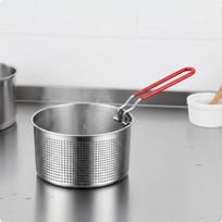 Deep Fryer Basket Food Grade Stainless Steel Versatile Perforated Colander with 12CM