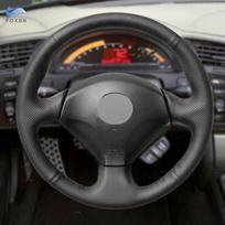 For Honda Civic (SI) Insight S2000 2002 2003 2004 2005 For Acura RSX 2006 Hand Braid Car Steering Wheel Cover Leather Trim Black