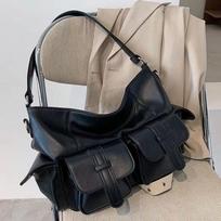 Female Stylsih Tote Bag black Hobo Handbag Large Capacity Shoulder Bags Ladies Soft PU Leather Messenger Bags 36x13x27cm gray