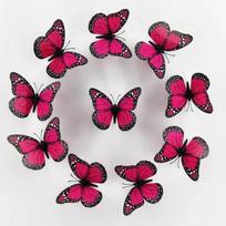 New 10Pcs 4.72 In Monarch Butterfly Decoration Stickers Fake Butterflies for Crafts Artificial Wall 3D Home Decor LS rožinė raudona spalva