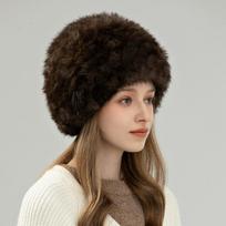 Imitation Sable Fur Hat Women's Winter Korean Version Encrypted Thickened Rabbit Fur Hat Woven Versatile Warm Ear Hat Elastic tamsiai ruda spalva
