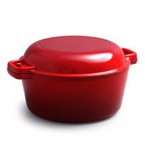 Zhi Shi 2-in-1 Cast Iron Enamel Dutch Oven & Frying Pan