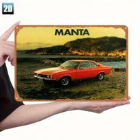 Vintage Manta Car Metal Tin Sign  Retro Wall Art with MANTA Text   Rustic Red Car Design for Home Garage Bar or Restaur 20x30cm（7.8x11.8inch）