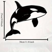1pc Metal Orca Wall Art Sculpture, 3D Killer Whale Statue Mural, Unique Indoor Outdoor Decor for Living Room, Garden Fence, Marine Life Gift 12in