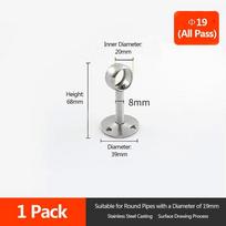 1 vnt. Nerūdijančio plieno vamzdžio laikiklis 19/22/25 mm Pusiau/Viso praėjimo Drabužių spintos strypo atrama Flanšas Drabužių spintos pakaba 1pc
