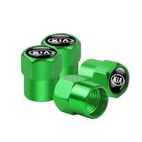4Pcs Metal Car Wheel Tire Valve Caps Rim Tyre Dust Cover For Kia Rio Picanto Sportage Niro Morning Ceed ProCeed Optima Seltos žalia