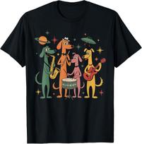 Vintage Mid Century Modern Look Dogs Band 50s 60s Style T-Shirt S