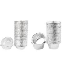 100 vnt. aliuminio folijos tartaletės formelė, apvali pyrago forma, kekso formelių padėklas, kepimo įrankiai 50pcs A+50pcs C white