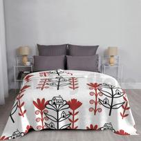 Lovely Folktale Homes Sitting On Flowers Digital Illustration ( Black And Red ) Blanket For Sofa Bed Travel Size: 75*100cm, Weight: 230 GSM