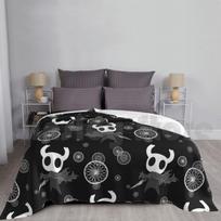 Hollow Knight Pattern Blanket For Sofa Bed Travel Hollow Knight Hollow Knight Pattern Gaming Game Gamer Black Size: 75*100cm, Weight: 230 GSM