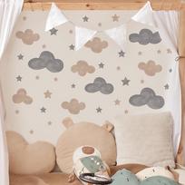 Starry Cloud Warm Wall Stickers Children'S Room Kindergarten Decoration Wallpaper Self-Adhesive Pvc Stickers One Size
