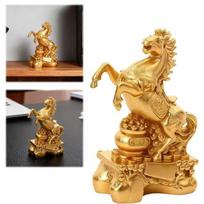 Statulėlė 2026 Žirgo Metai Feng Shui Zodiako Gyvūno Skulptūra Juokingi Žaislai Laimės Turto Ornamentas Darbastalio Knygų Lentynos Gold