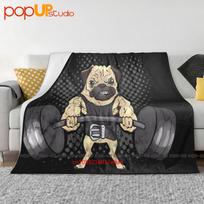 Pug Funny Powerlifting Deadlifting Ultra-Soft Blanket Quilt Winter Sofa Cover Bed Covers Size: 75*100cm, Weight: 230 GSM
