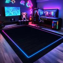 Pink Blue Brick Wall Neon Frame Carpet Game Controller Carpet Esports Rug Retro Area Decoration Carpet Holiday Decoration Carpet 50cmx80cm