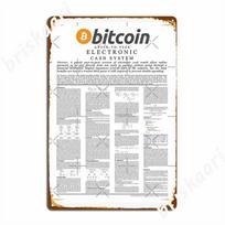 Satoshi Nakamoto The Bitcoin Whitepaper Metal Sign Pub Club Bar Plaques Vintage Tin Sign Poster 20X30CM