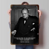 WINSTON CHURCHILL OUR BEST Tinplate Posters Customizable Wall Art Retro Vintage Metal Signs for Home Room Decoration Garage Cozy 20X30CM