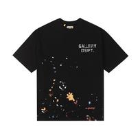 Cross-border European and American trendy brand GALLERY DEPT distressed gradient letters splash ink short-sleeve T-shirt for men and women, high S
