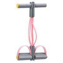 6 Tube Foot Resistance Band with Handles Yoga Exercise Strength Training Multifunction Pedal Resistance Band Pink