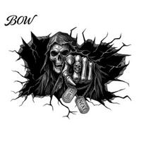 3D Skull Wall Sticker Grim Reaper Sticker, Breaking Through Art Decal, Scary Halloween Decor Mural for Home Bar Pub Party Supplies Window Display 1pc