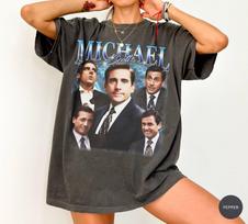 Michael Scott Shirt, Retro 90s The Office Graphic Tee, Vintage Dunder Mifflin Homage T-Shirt, Funny TV Show Fan Gift L