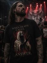 When Death Calls, Answer T-Shirt | Gothic Grim Reaper Shirt | Heavy Metal Horror Tee | Dark Fantasy Graphic Shirt | Black Tide Apparel 2XL