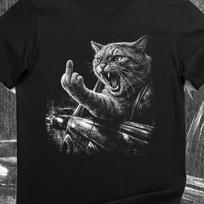 Angry Kitten Middle Finger – Funny Road Rage Cat T-Shirt 2XL