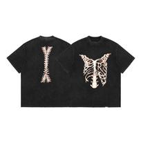 Cross-border American trendy brand REPRESENT LIFE skeleton washed and old high street loose short-sleeved T-shirts for men and women S