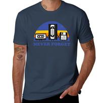 Never Forget Floppy Disk Vhs Cassette Tape Tshirt Simple Casual Short Sleeve Cotton Tshirt S