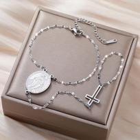 Dawapara Virgin Mary Hand Chain Cross Bracelet Religious Christian Jewelry Christmas Gift Stainless Steel