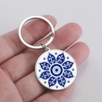 Dawapara Evil Eye Keyring Protection Talisman Good Luck Charm Keyring Spiritual Gift Stainless Steel Jewelry