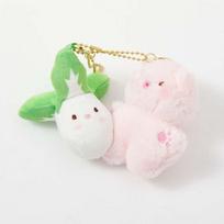 2pcs/set Panda Otter Keychain Magnetic Fruit Bag Charm Plush Animal Key Buckle  Car Key Accessories style2