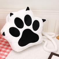 Miela Cat Paw pliušinė kuprinė su reguliuojamais dirželiais Minkšta pūkuota piniginė su užtrauktuku JK Girls Bag Animacinė kuprinė mergaitėms