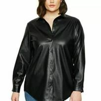 New Black Women's Shirt Stylish Genuine Lambskin Leather Handmade Casual Wear S juoda